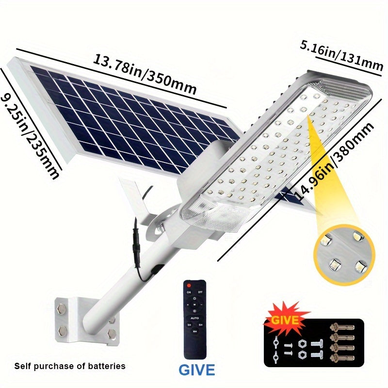 Solar Powered LED Street Light with Infrared Sensor and Remote Control for Outdoor Garden Garage