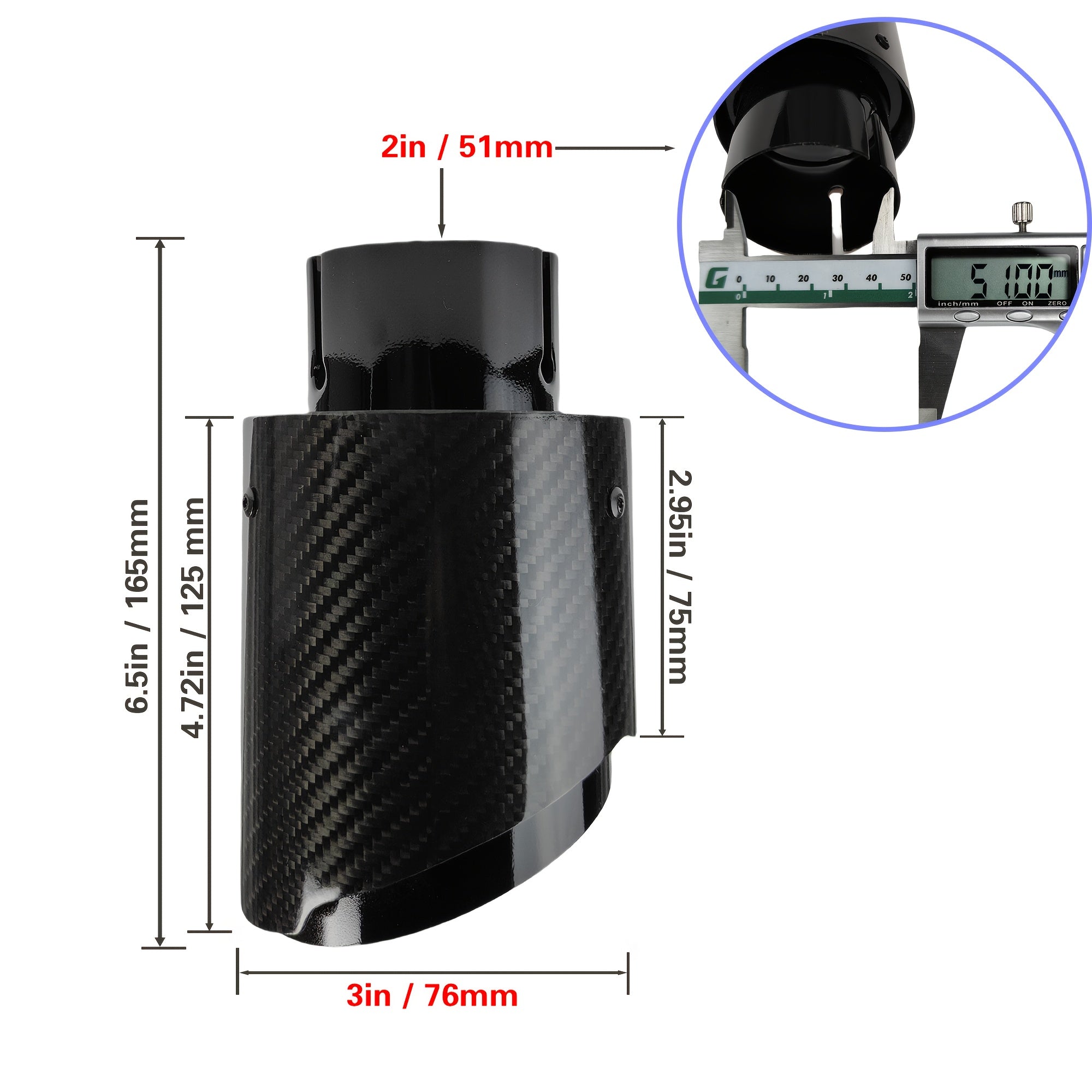 Carbon Fiber Pattern Car Exhaust Pipe Glossy Tail Tip Replacement