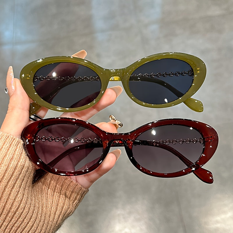 Women's Cat Eye Glasses Small Frame Metal Hollow Arms Anti-Reflective Lenses for Beach and Party