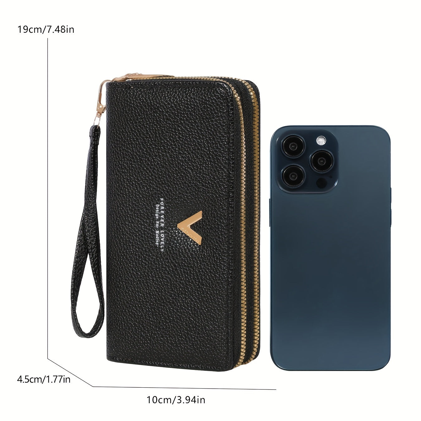 Ikkita fermuarli yopiq, ko'p joyli va katta sig'imli zamonaviy ayollar uchun hamyon.