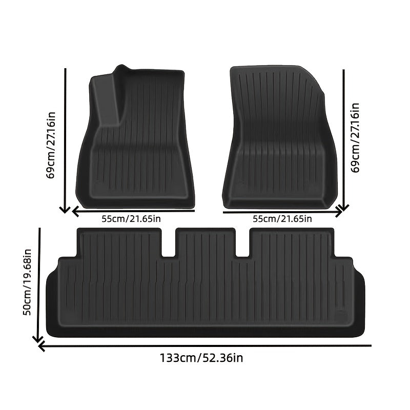All-Weather TPE Floor Mats for Tesla Model 3/Y 2020-2024 3-Piece Set