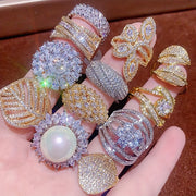 Women’s Heart-Shaped Ring Set with Synthetic Zirconia Copper Design for Weddings and Parties