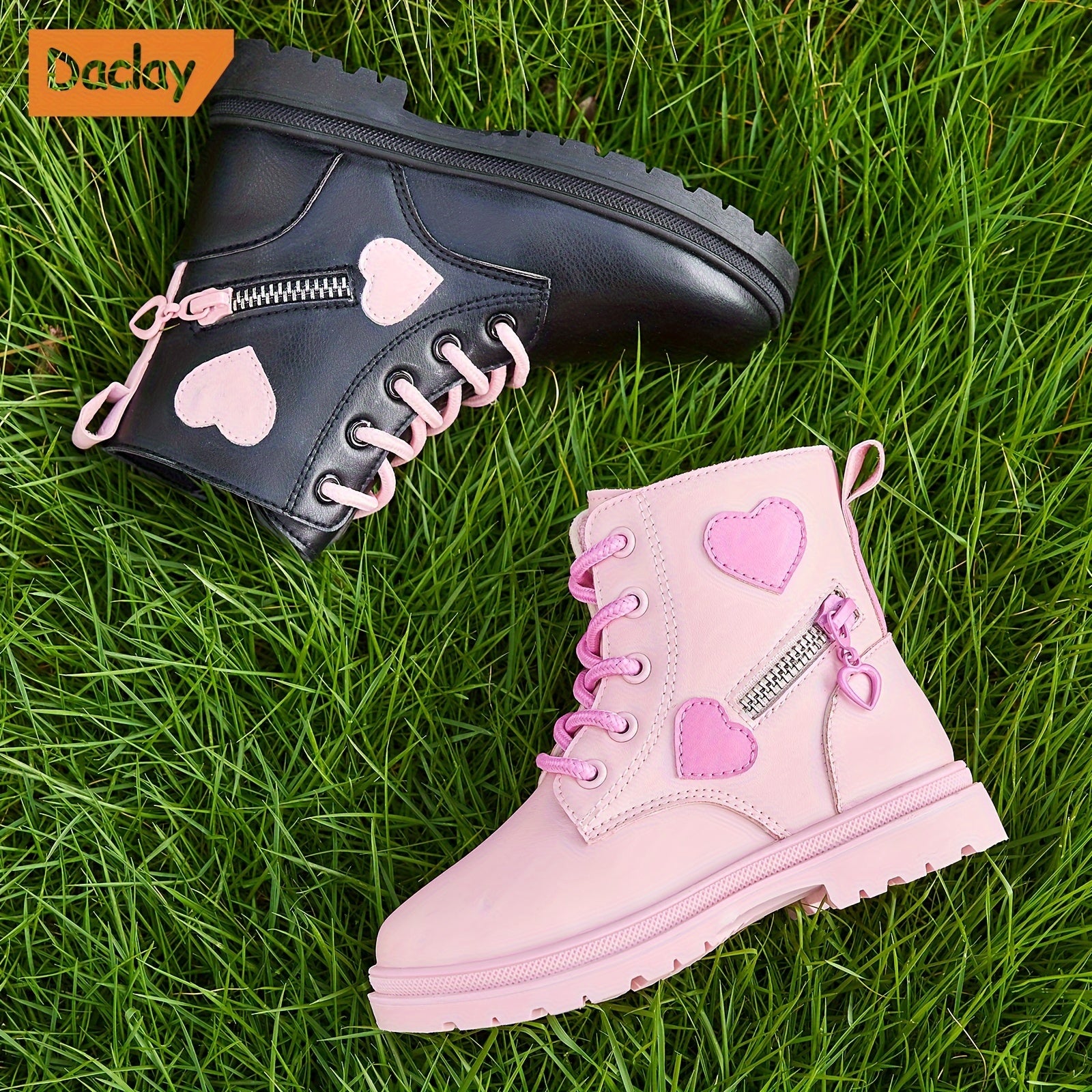 Girls Heart Pattern Casual Boots Lightweight Non-slip Fall Winter
