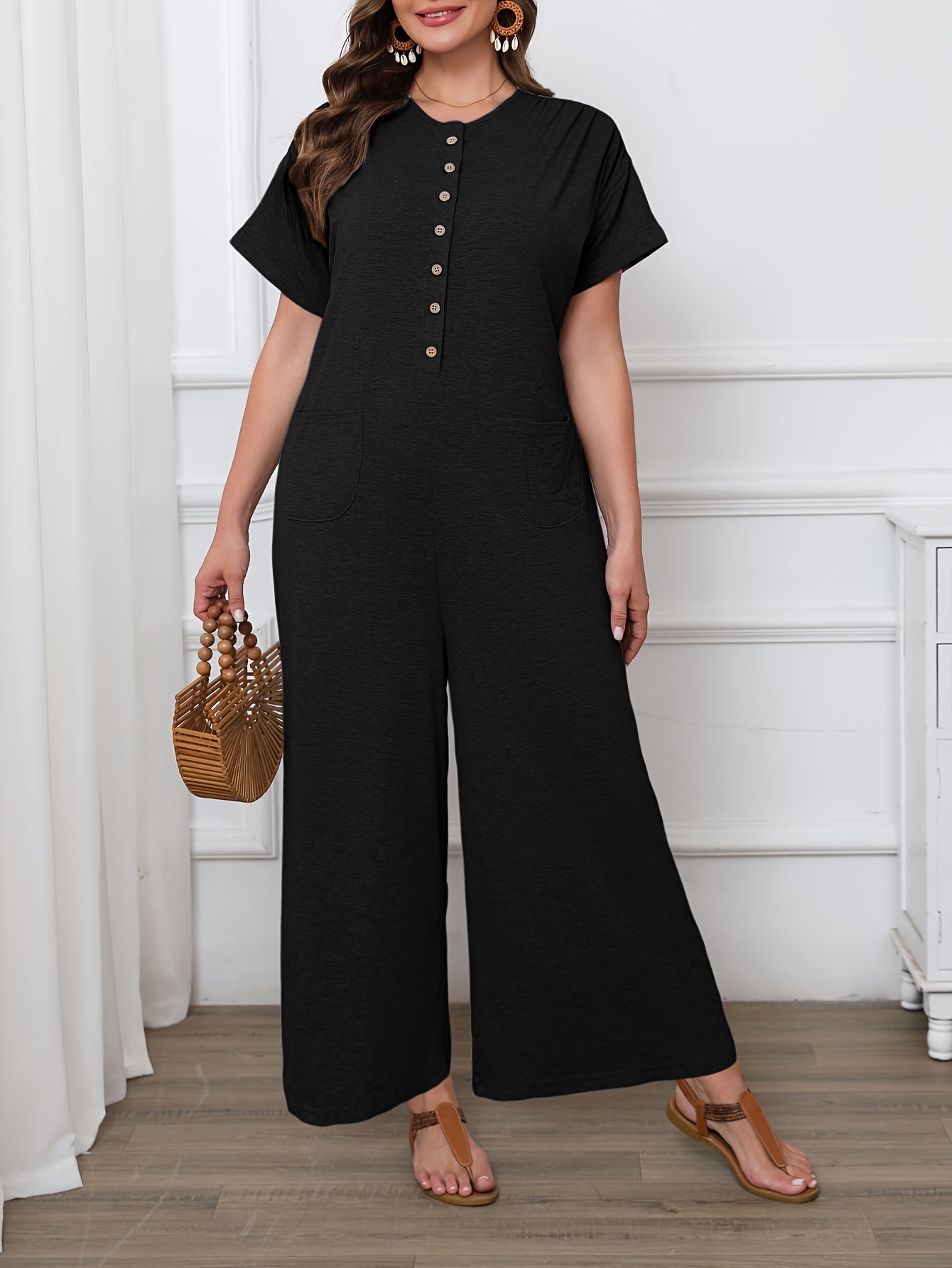 Mono casual de talla grande para mujer, poliéster, manga larga, color sólido, primavera-verano, ropa de vacaciones