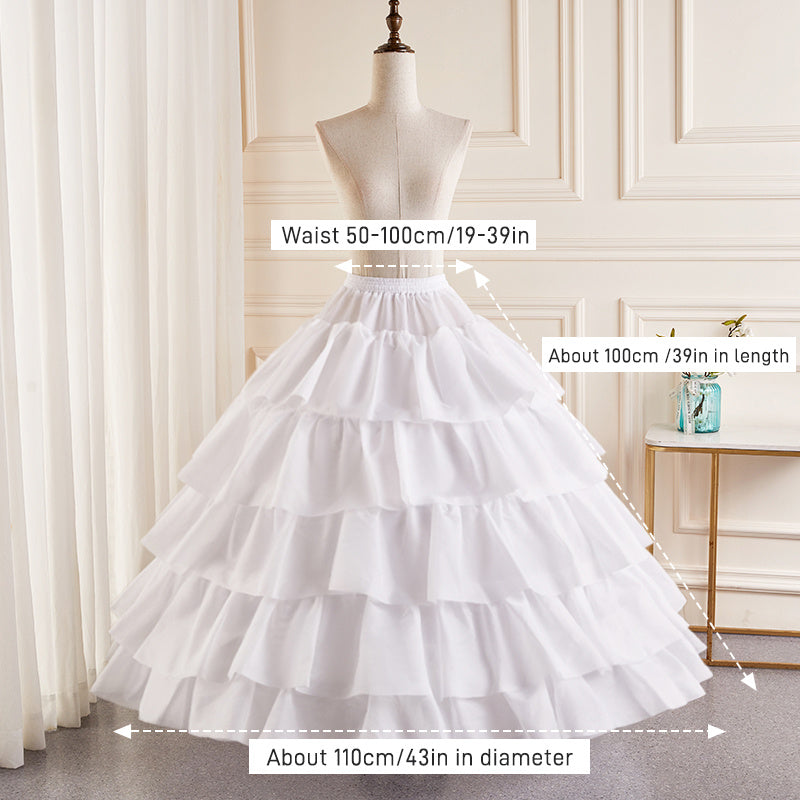 6-Hoop Wedding Dress Petticoat No Tulle Hand Washable Polyester Formal Wear