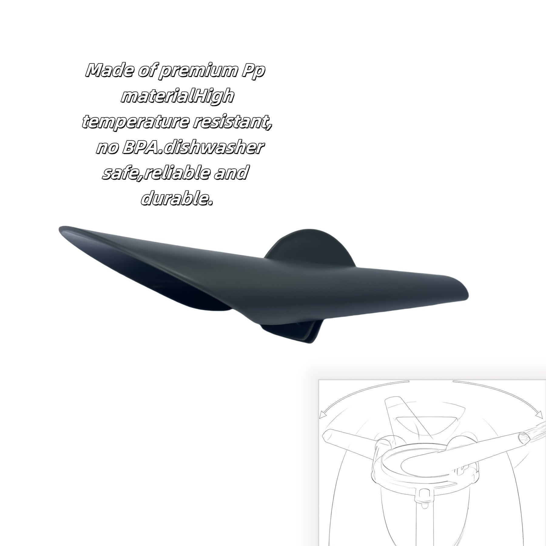 Polipropilen bug' buruvchi aksessuari: 360 daraja aylanish, issiqqa chidamli, BPA dan xoli, idish yuvish mashinasida yuvish mumkin - bug' kuyishlari va suv to'kilishlaridan himoya qiladi.