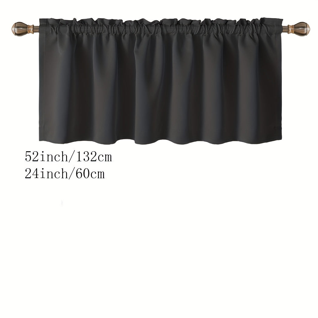 Blackout Insulated Rod Pocket Window Valance for Kitchen Black