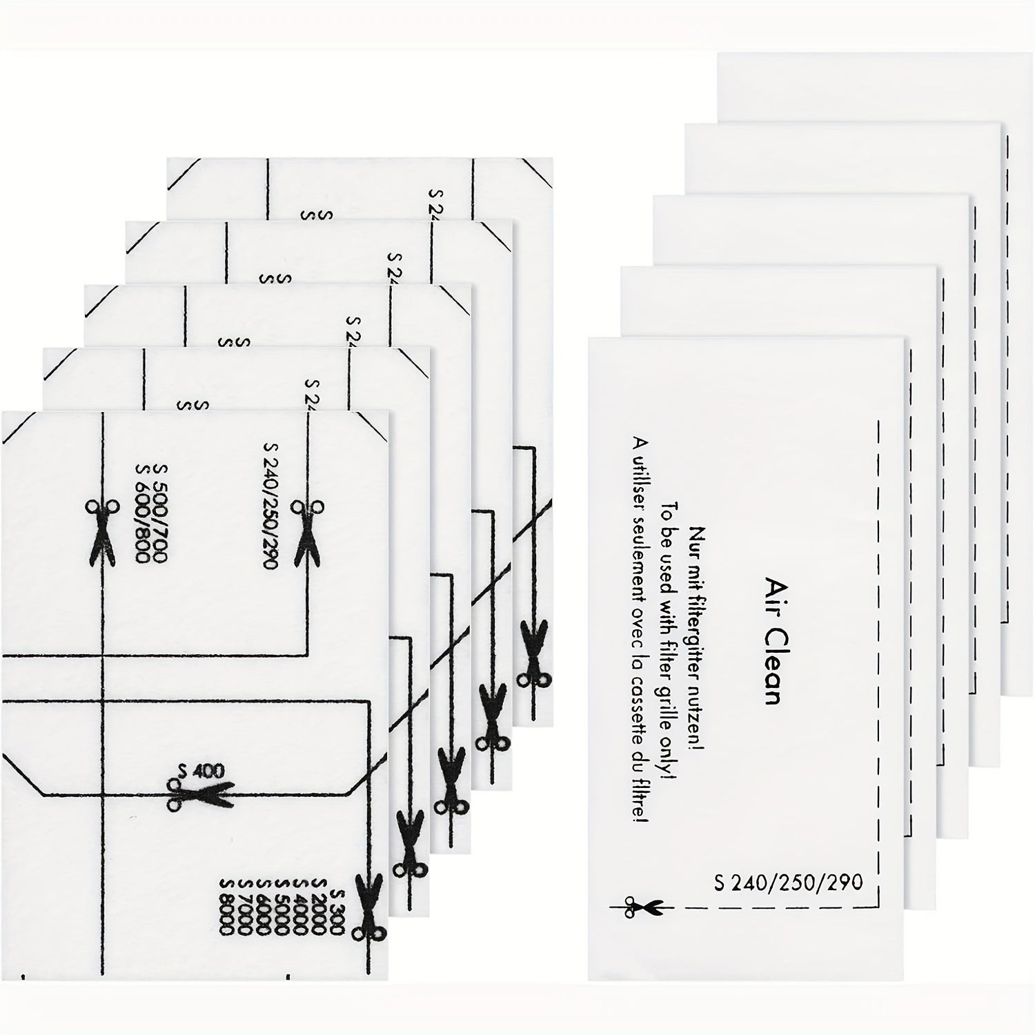 "O'rnini bosuvchi havo filtrlar va motorni himoya qiluvchi filtrlar S200-S899, S2000-S8999, Classic C1, Dynamic U1, Compact C1/C2 va Complete C1/C2/C3 kabi to'plam va vertikal changyutgich modellari uchun qulay 5-dan iborat to'plamda mavjud."