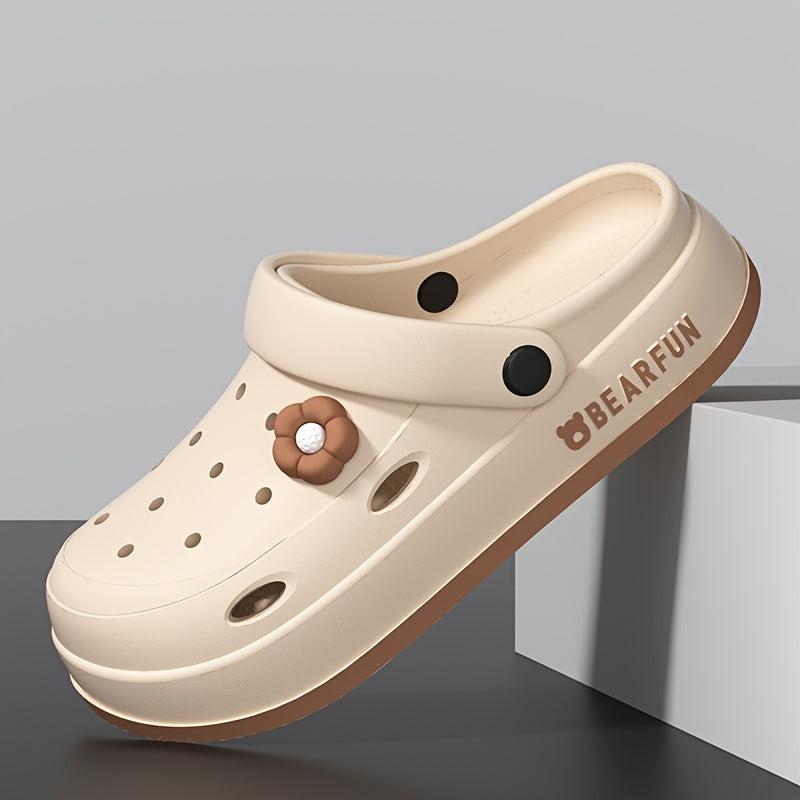 Women's Thick-Soled EVA Clogs with Cartoon Print for Summer Beach Outdoor