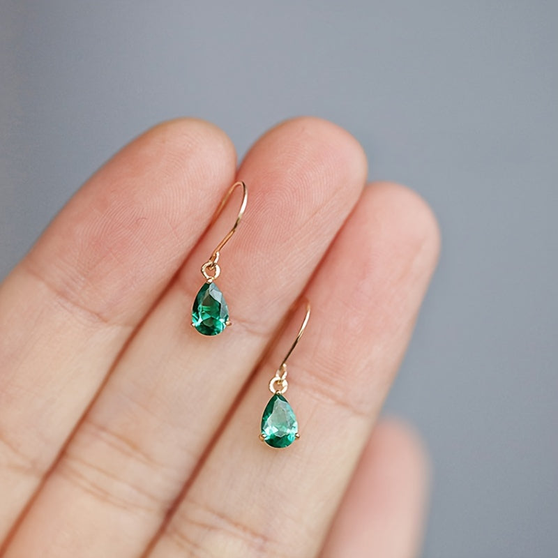 Pendientes colgantes de plata S925 hipoalergénica con estilo francés y ganchos en forma de lágrima