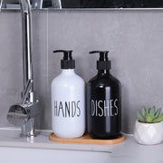 Set of 2 Plastic Soap Dispensers for Hand and Dish Soap Bathroom Countertop Storage