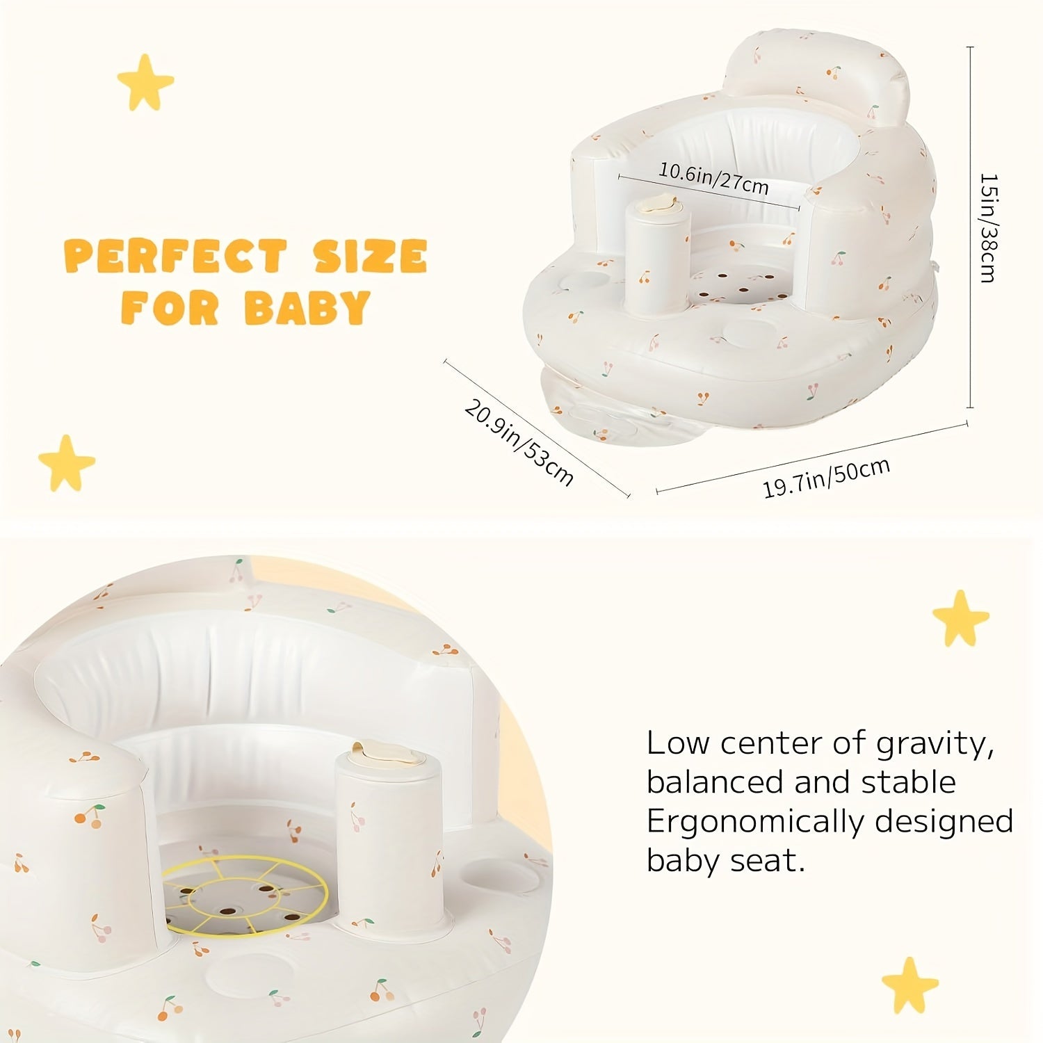 Inflatable Baby Seat for 3-36 Months with Built-in Air Pump and Floor Stand