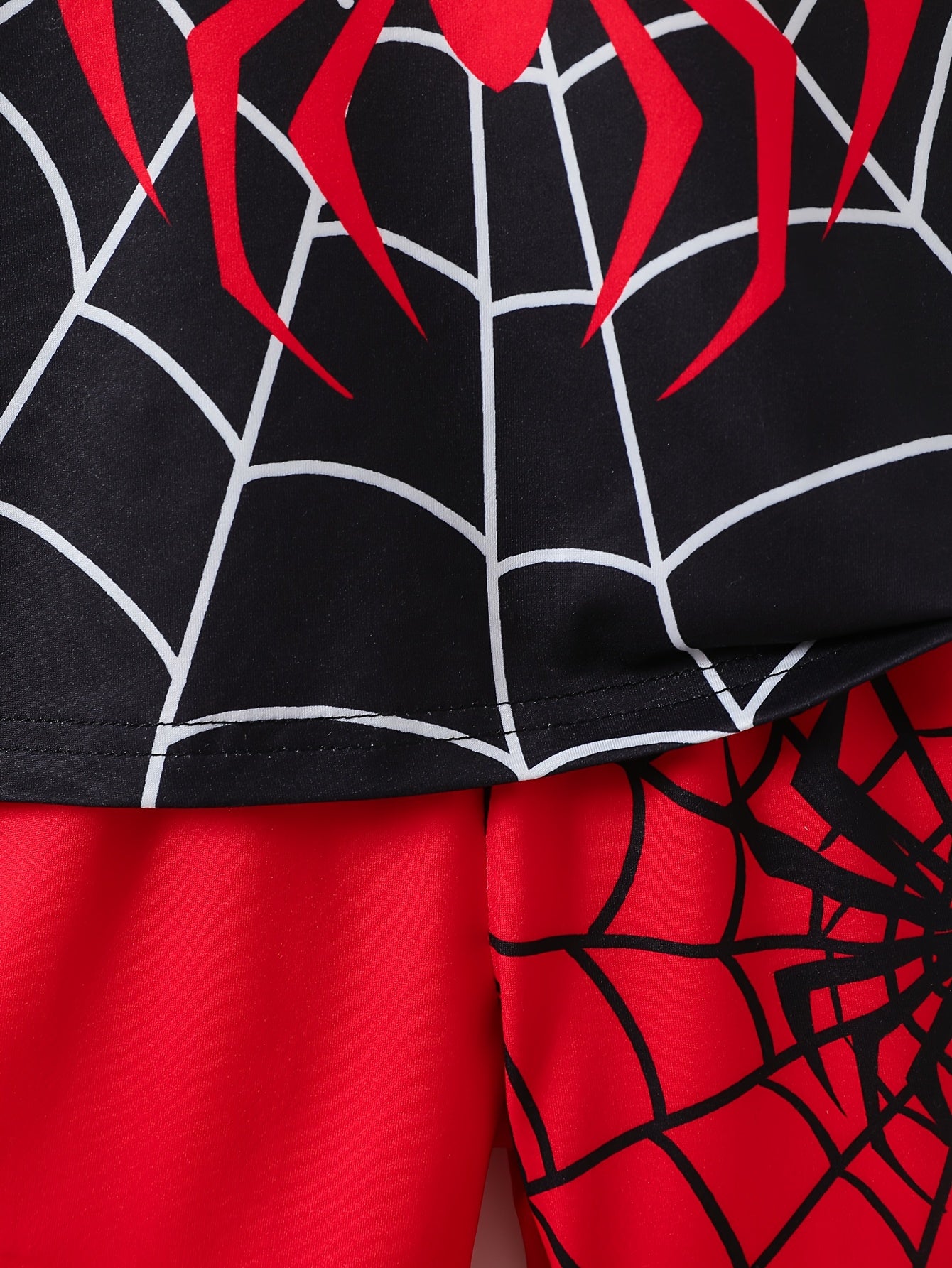 Kids Boys Spider Graphic Print T-Shirt and Shorts Set for Summer Comfort