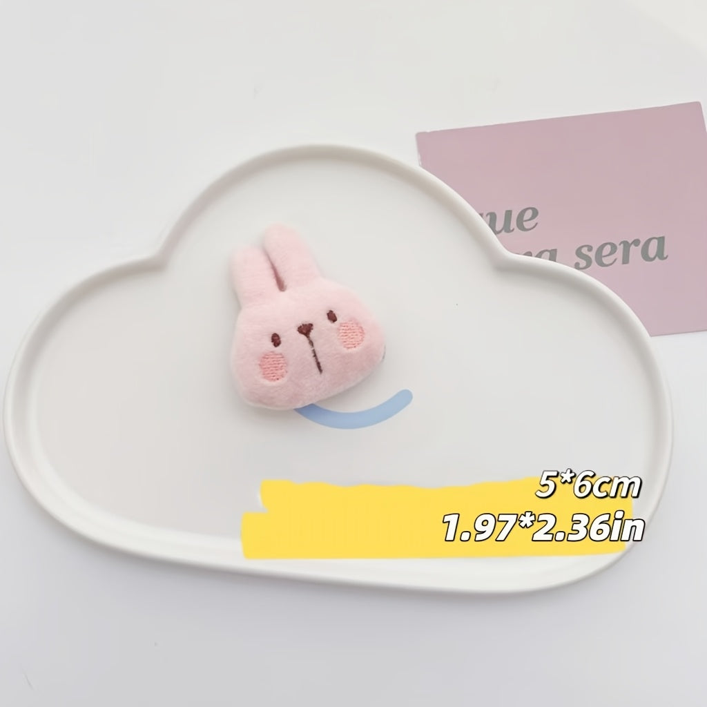 Set of 4 Cartoon Animal Brooch Pins for Women Fabric Rabbit and Bear Accessories for Clothing and Decor