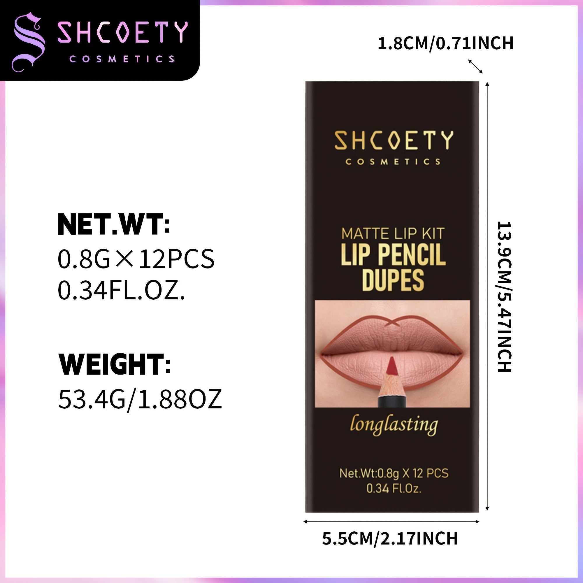 Set de perfiladores de labios para mujer, 12 colores, a prueba de agua, resistente al sudor, de larga duración