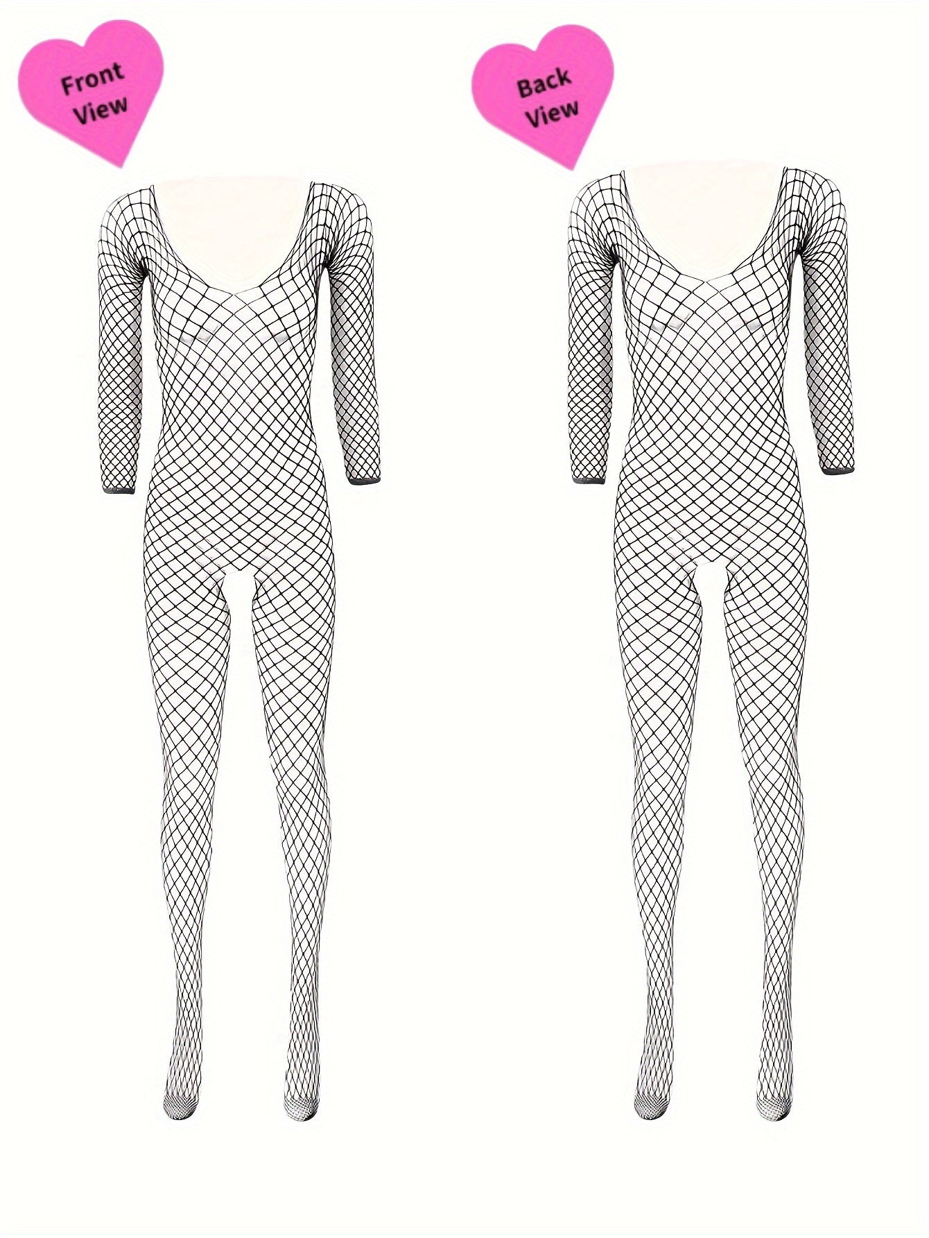 Women's Black Fishnet Lingerie Set Bodysuit with Open Crotch for Date Nights and Parties