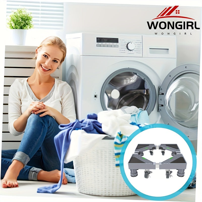 Adjustable Mobile Appliance Stand for Washing Machines Dryers and Refrigerators Stainless Steel