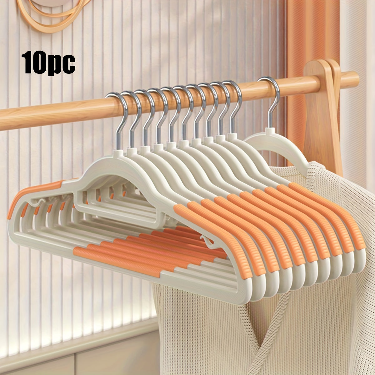 10 Non-Slip Heavy Duty Plastic Clothes Hangers for Storage and Organization in Bedroom Bathroom and Home