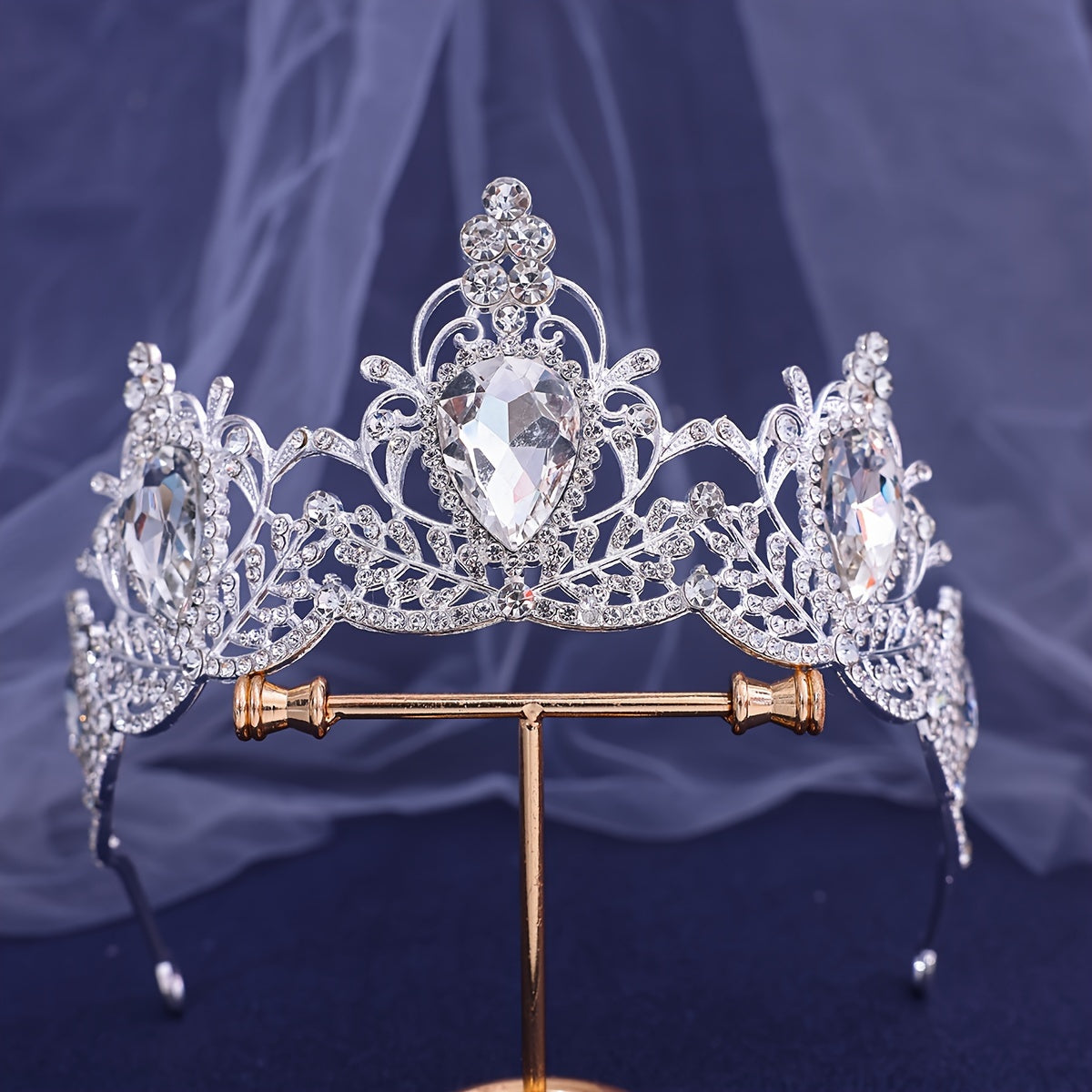 Baroque Style Crown Tiara with Rhinestones for Princesses and Queens Wedding Hair Accessory