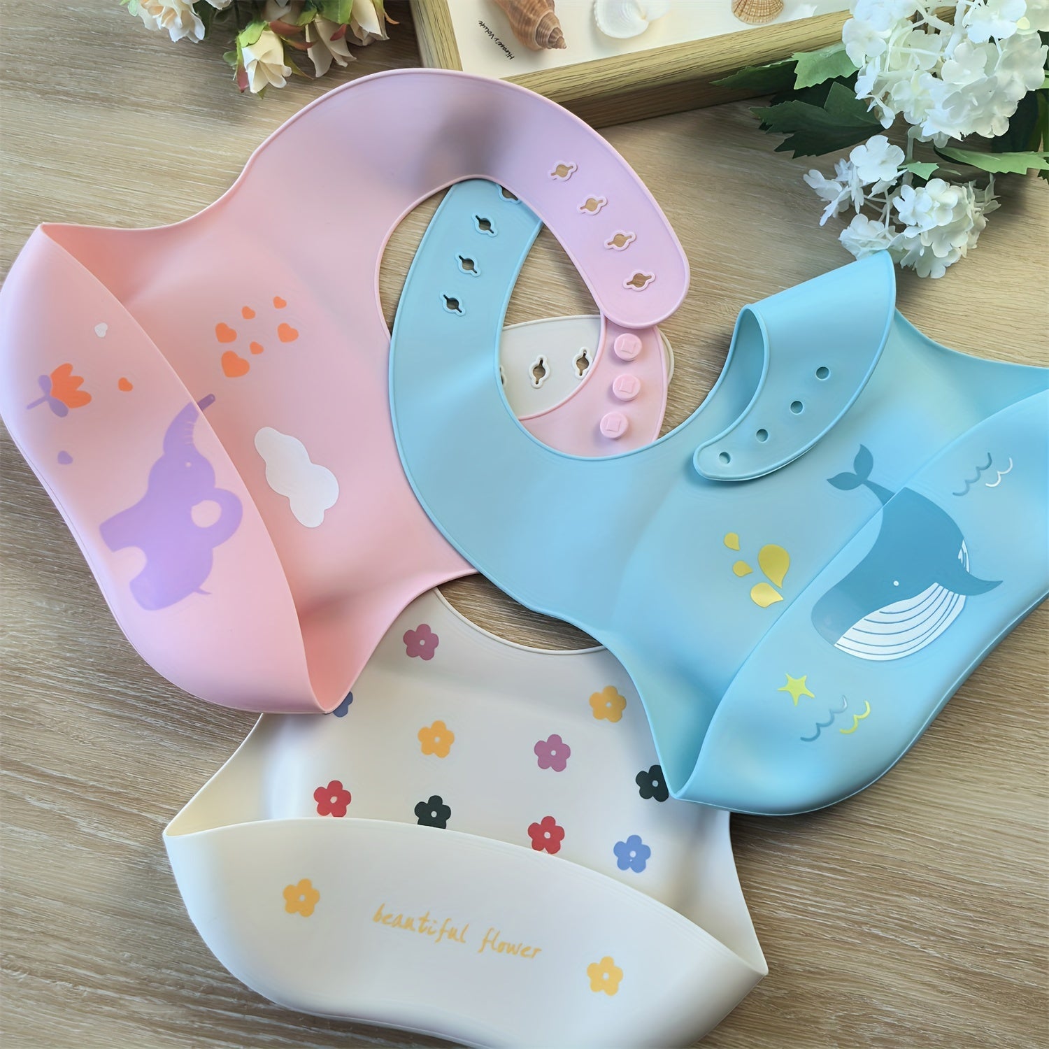 Baby Silicone Bibs for Babies and Toddlers Waterproof Adjustable with Large Food Catcher