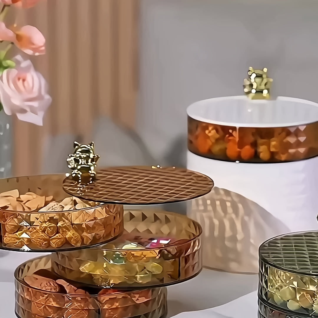 Divided Snack Tray with Lid Lucky Cat Fruit Bowl for Party Home Decor