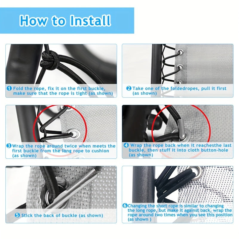 Black Binding Rope Set for Recliner Replacement, 2 Long and 2 Short Ropes