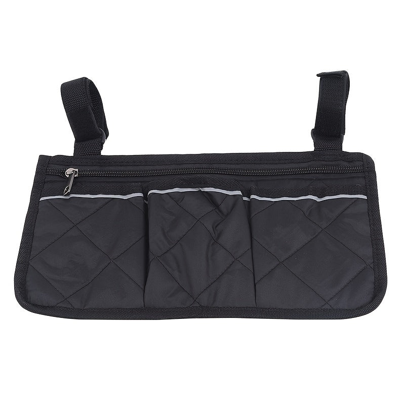 Organizador de cochecito con tira reflectante y múltiples bolsillos, bolsa plegable para colgar