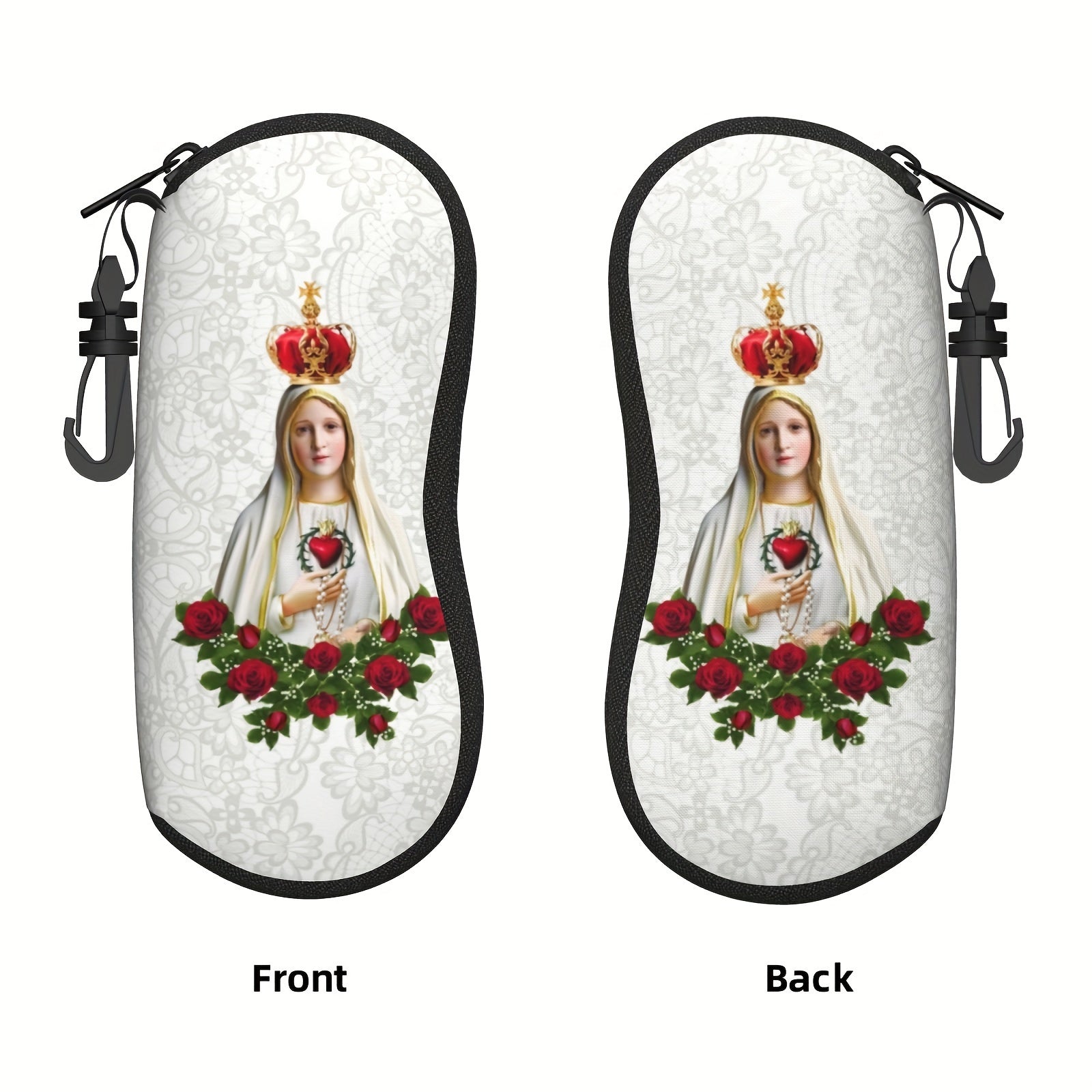 Our Lady of Fatima Virgin Mary Eyeglass Case Waterproof Neoprene with Keychain