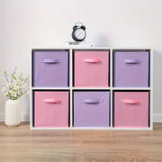 Set of 6 Pastel Purple Ombre Non-Woven Storage Boxes with Handles for Home Office