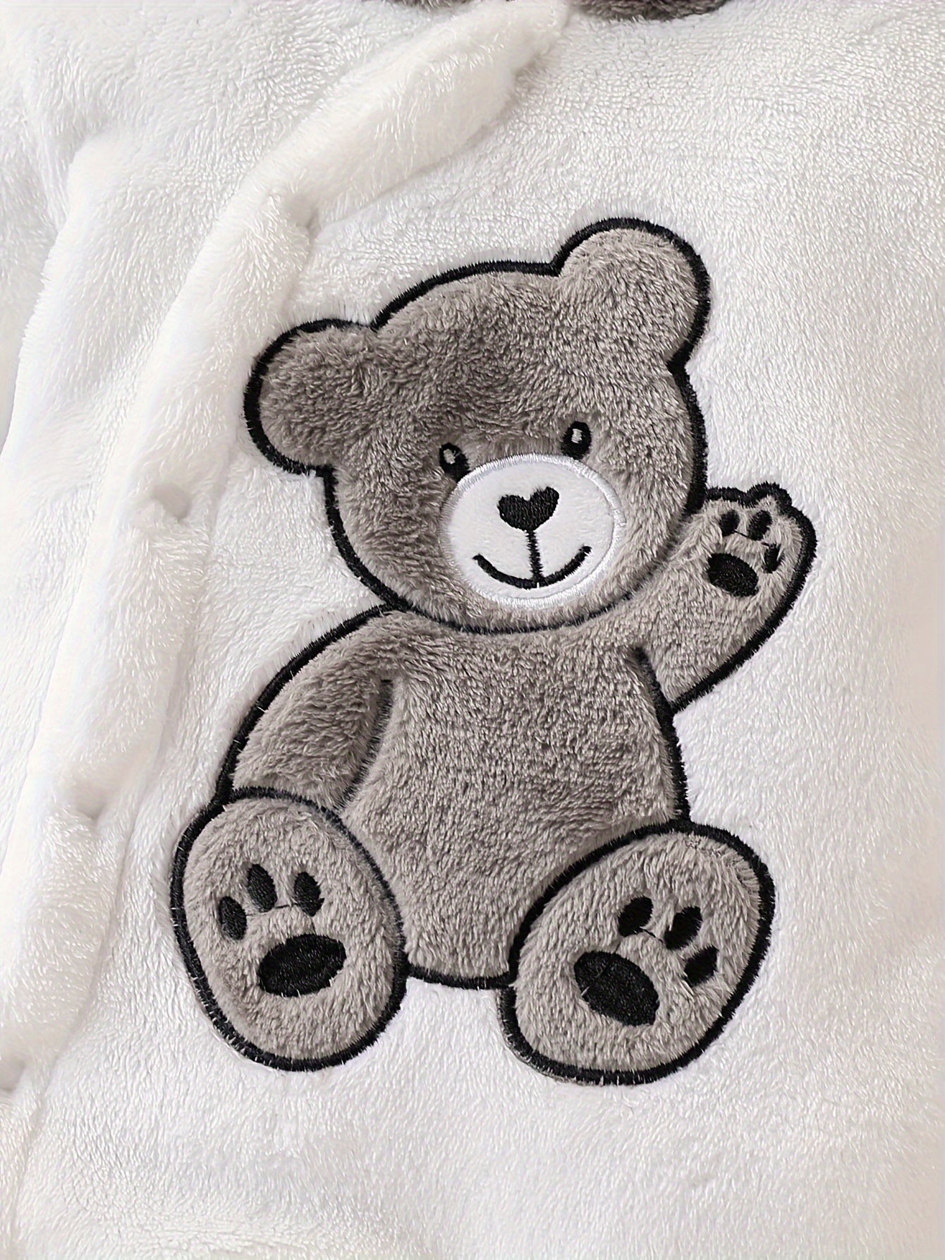 Baby Boys Winter Plush Footed Bodysuit with Animal Pattern and Warm Knit Fabric