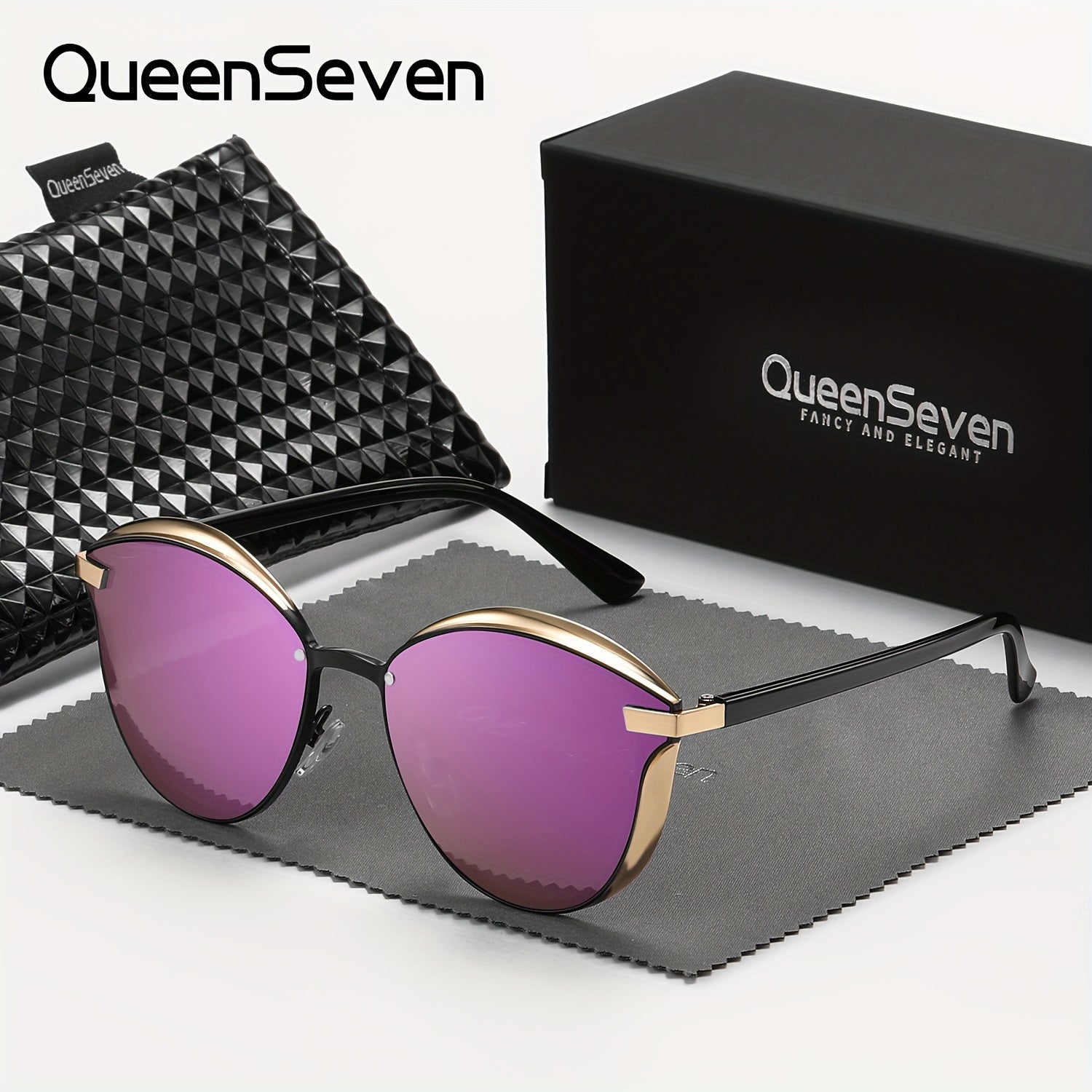 Polarized Cat Eye Sunglasses for Women and Men Mirrored Metal Frame Driving Beach Travel