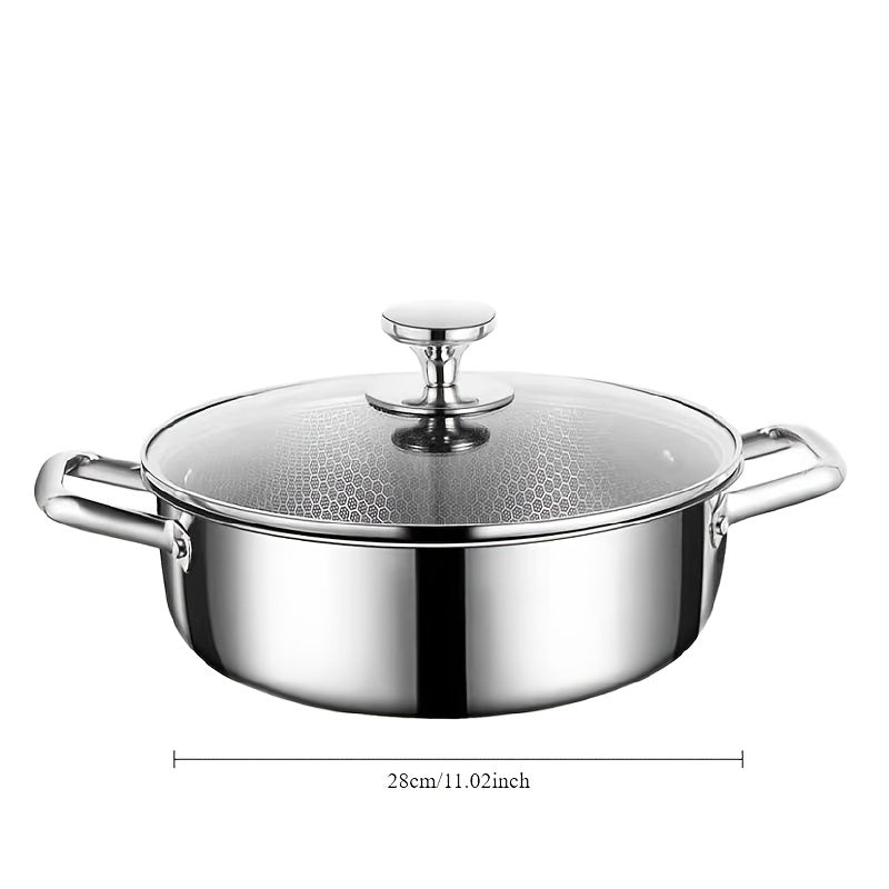 Stainless Steel Saucepan with Glass Lid Non-Stick Induction Compatible