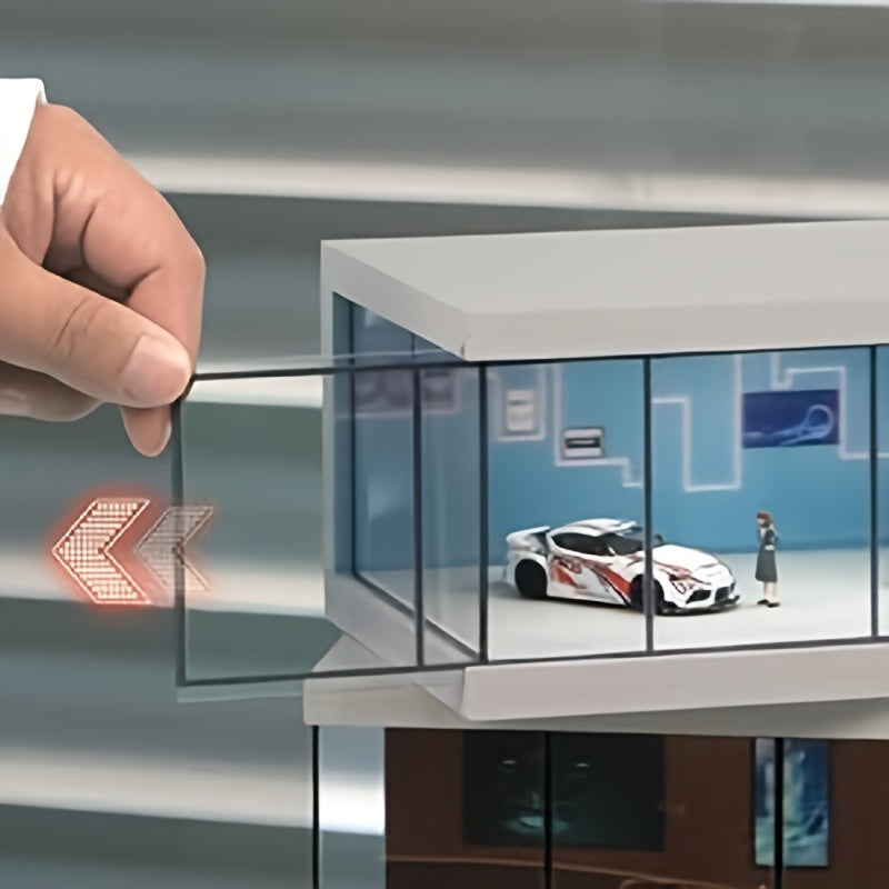 1/64 Scale Acrylic Car Model Display Case with Dust Cover and Lighting Effects for Collectibles