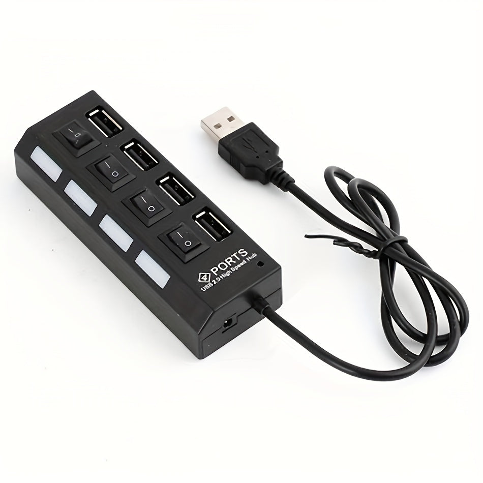 4-Port USB 2.0 Hub with Independent Switches for Tablets and PCs