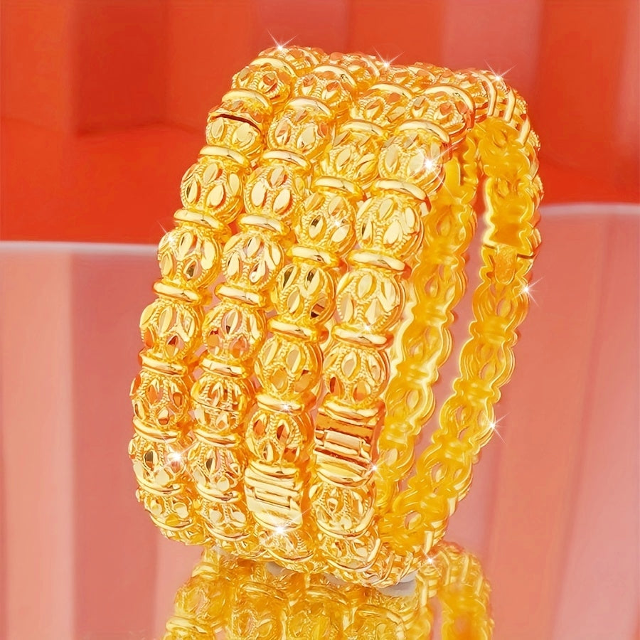 Women's Boho Copper Jewelry Set 4-Piece Luxury Bangle Bracelets for Weddings and Parties