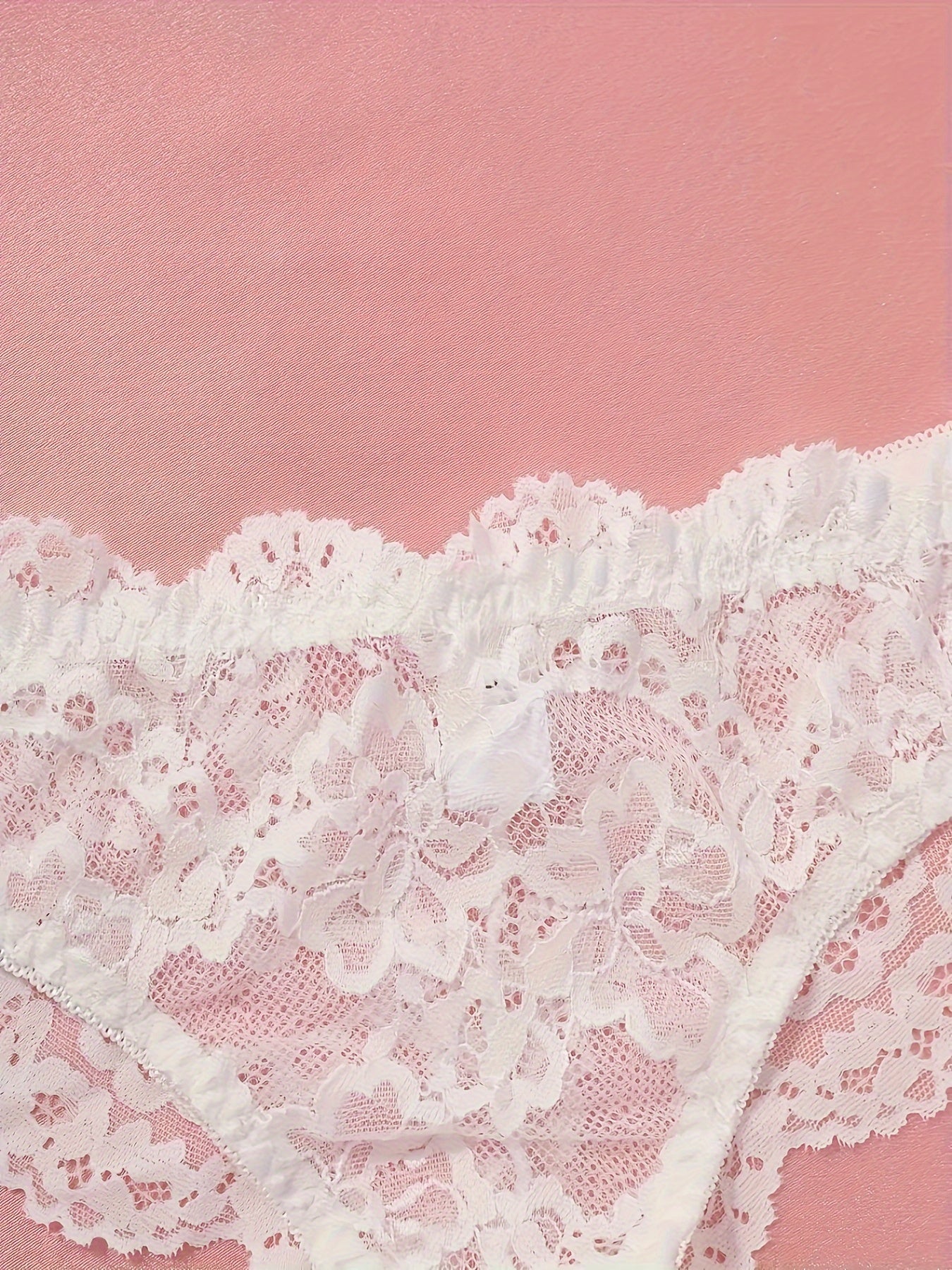 Women’s French Style Lace Lingerie Set Floral Pattern No Chest Pad Drop Waist Briefs