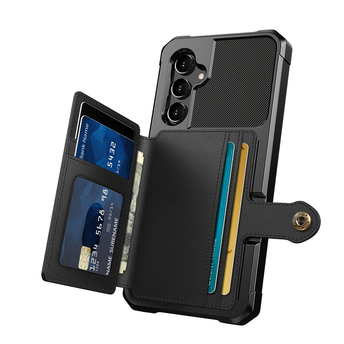 Faux Leather Card Holder Phone Case for Galaxy A55 5G A35 5G with Card Slot Shockproof Durable TPU Flip Wallet