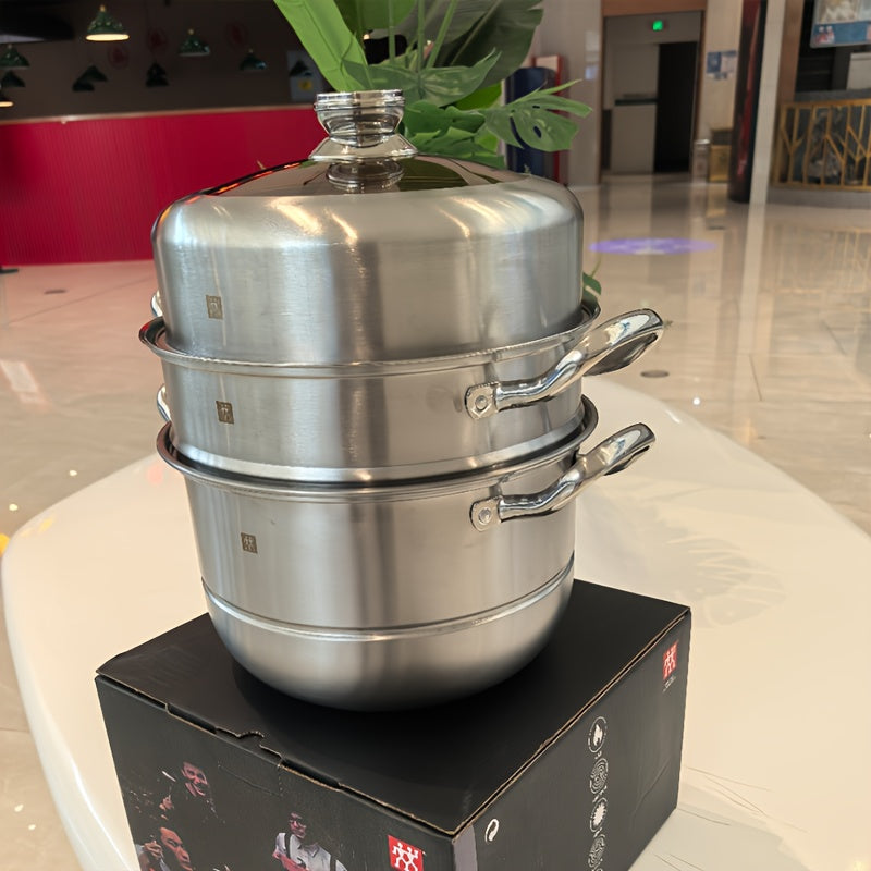 Juego de utensilios de cocina de acero inoxidable con capacidad de 10 cuartos para hervir y cocinar al vapor, regalo de cocina