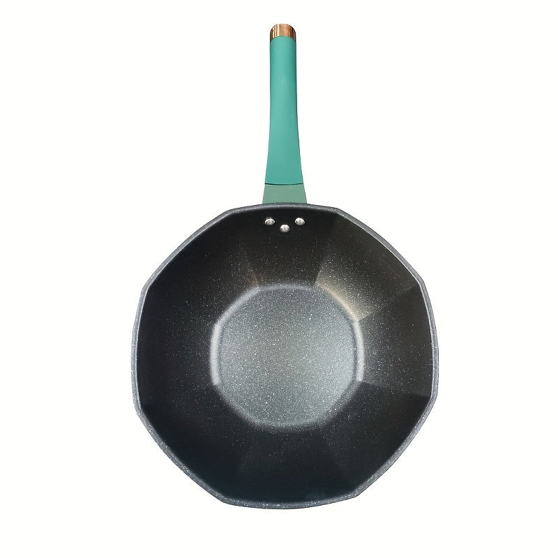 Wheat Straw Stone Coated Octagonal Non-Stick Pan 34cm Flat Bottom Suitable for Induction and Gas Stoves