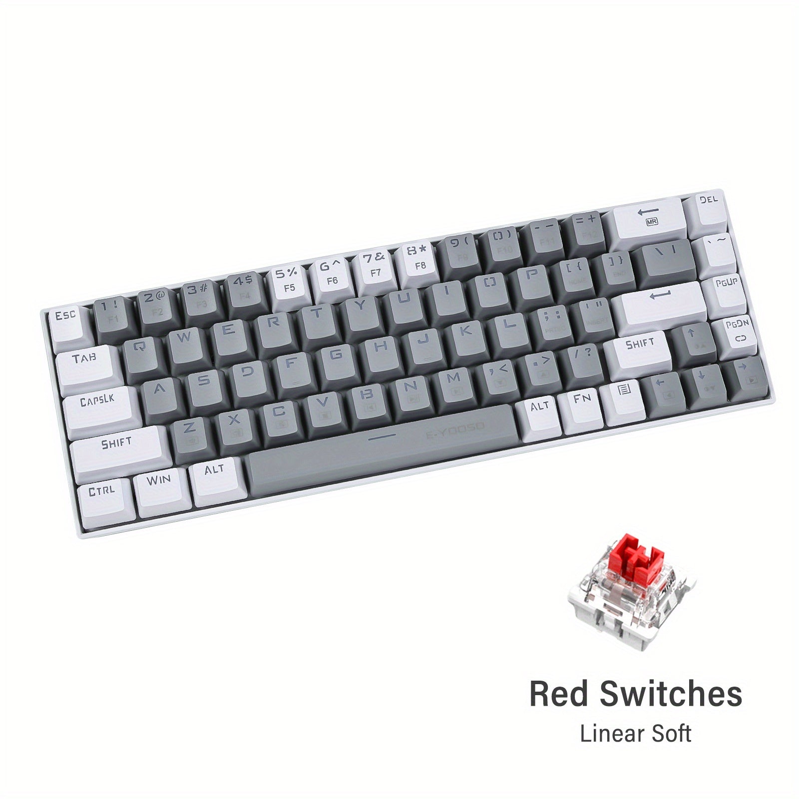 Teclado mecánico para juegos, 65 por ciento, retroiluminado, compacto, 68 teclas, ergonómico para Windows PC