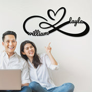 Personalized Metal Couple Name Sign Infinity Love Heart Wall Art for Wedding Anniversary Gift