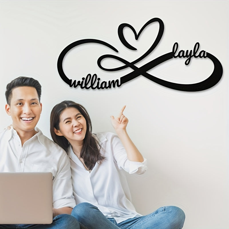 Personalized Metal Couple Name Sign Infinity Love Heart Wall Art for Wedding Anniversary Gift