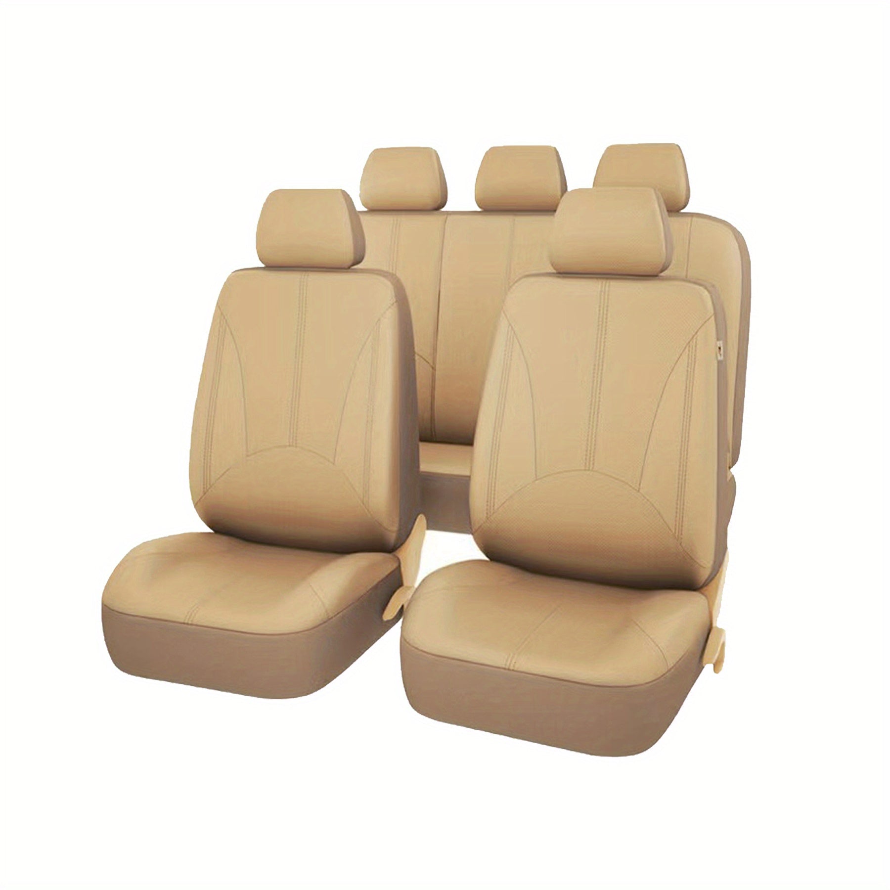 9-Piece Universal Beige Car Seat Covers Breathable PVC Knit Fabric