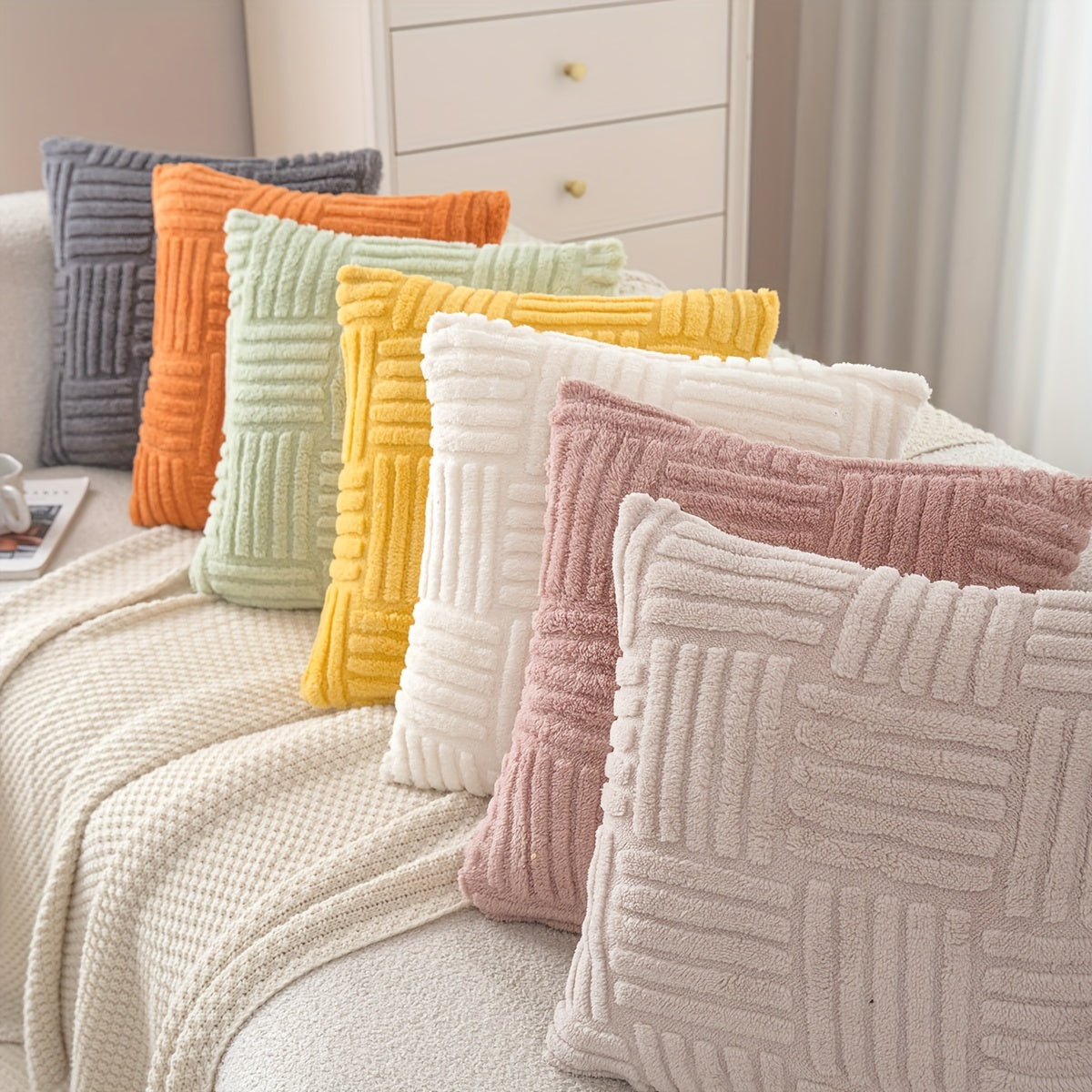 Boho Throw Pillow Cover Soft Plush Stripe Farmhouse Cushion Cover 45.72cm 45.72cm 30.48cm 50.8cm
