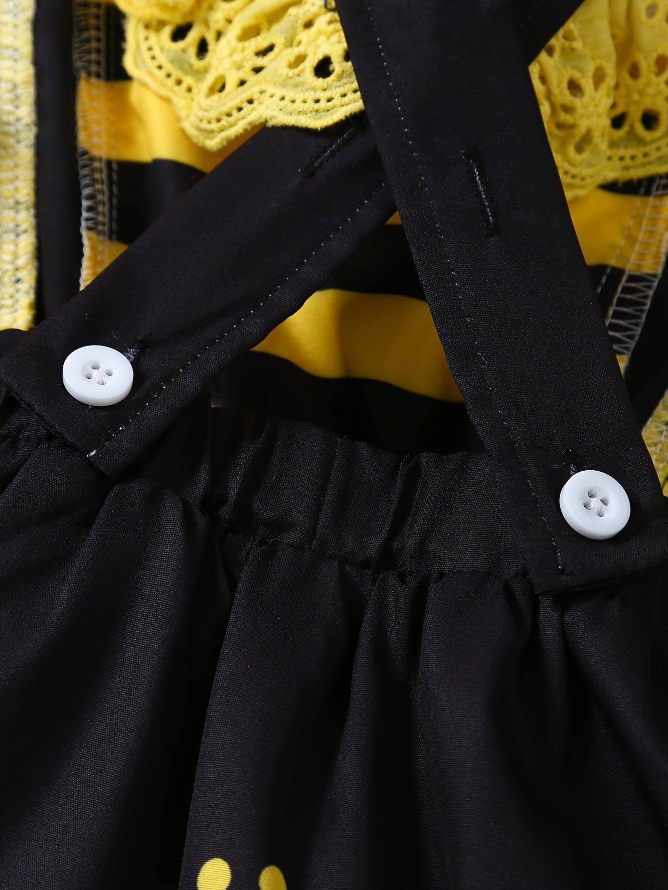 Girls Summer Dress Set with Matching Sun Hat Bee Ladybug Striped Ruffle Trim Polyester