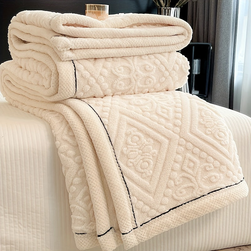 Contemporary Velvet Bed Blanket Thickened Winter Warmth Throw All-Season Comforter