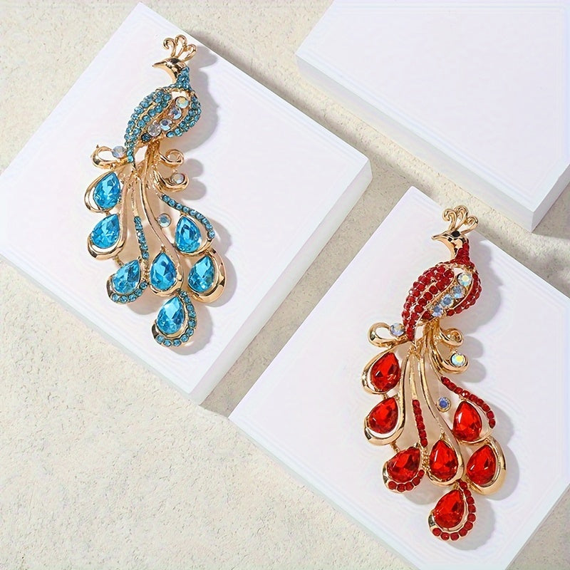 Peacock Brooch for Men and Women Rhinestone Jewelry Accessory Party Gift Clutch Pin