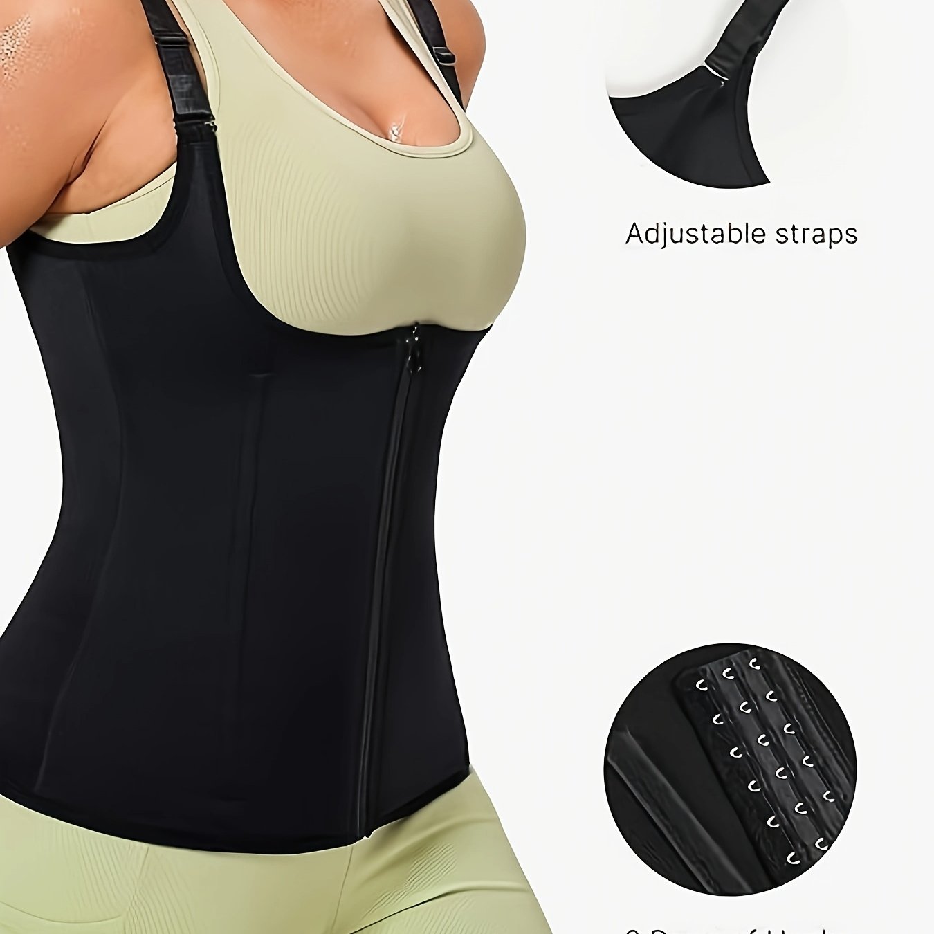 Women's Shapewear Bodysuit with Zip Front Tummy Control Slimming Body Shaper Nylon Polyester