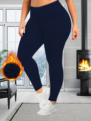 Plus Size Warm Leggings High Waist Thick Stretchy Fall Winter Women's