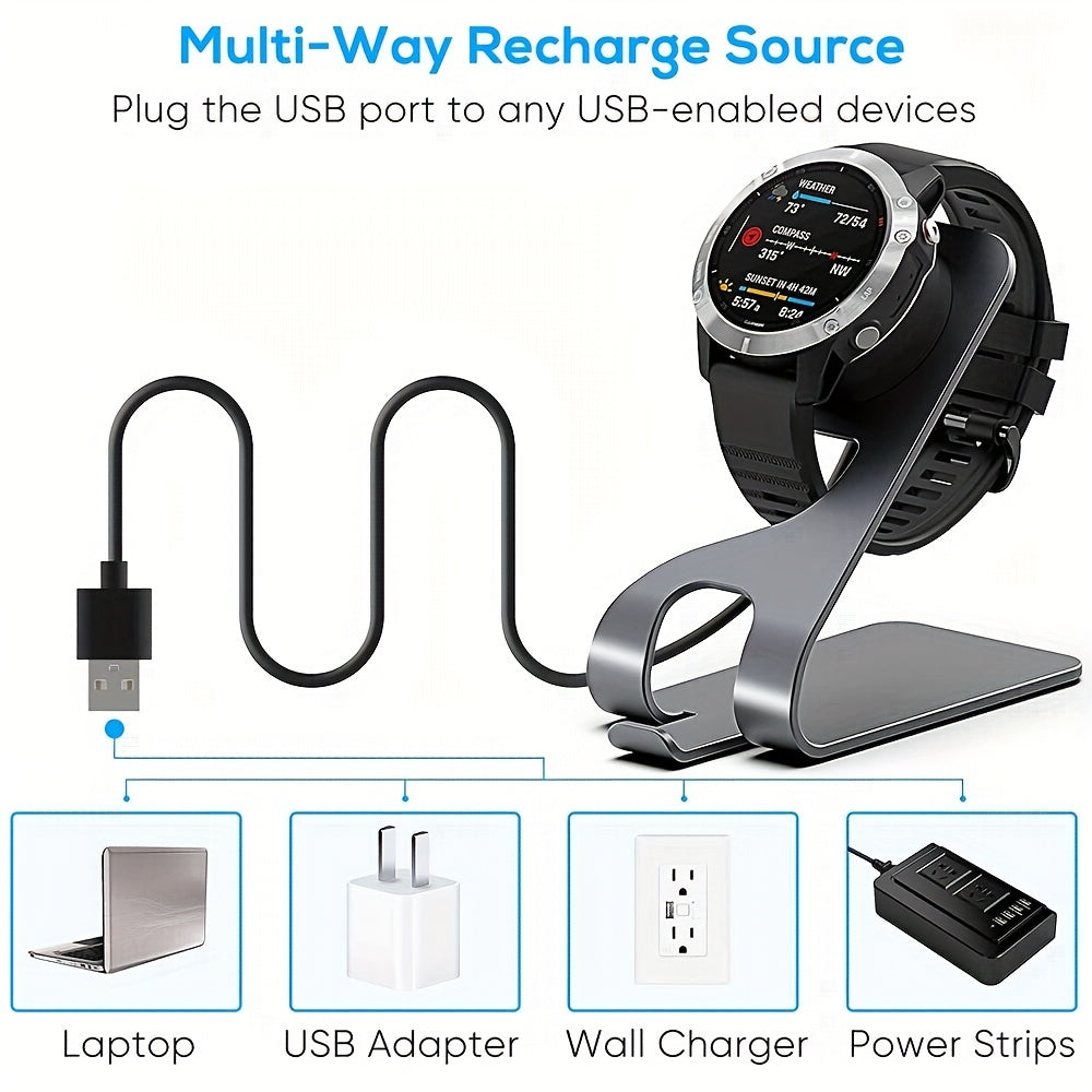 Metal Charger Stand with USB-C Magnetic Dock for Garmin Watches